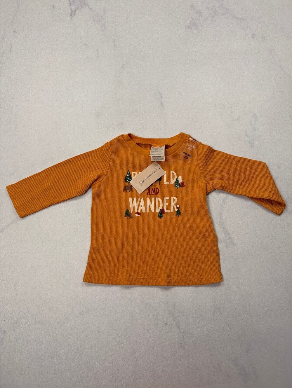 First Impressions Wild T Shirt Mustard Modern Indie - Boys 12 Months